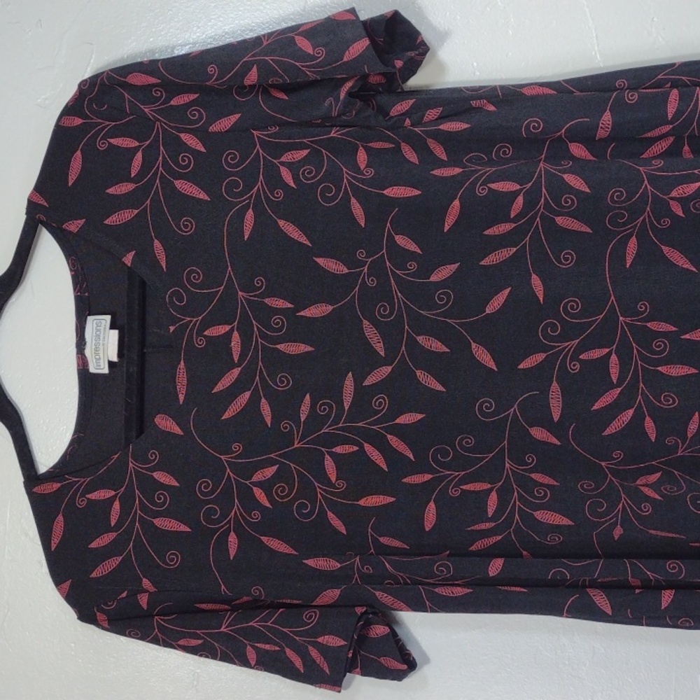 90s Black and Red Leaf Whimsigoth Dress Vintage 1X - Picture 3 of 7